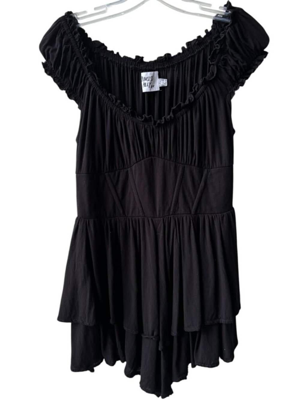 Size 6 Princess Polly Black Milkmaid Romper Fairy Goth Whimsygoth Mini